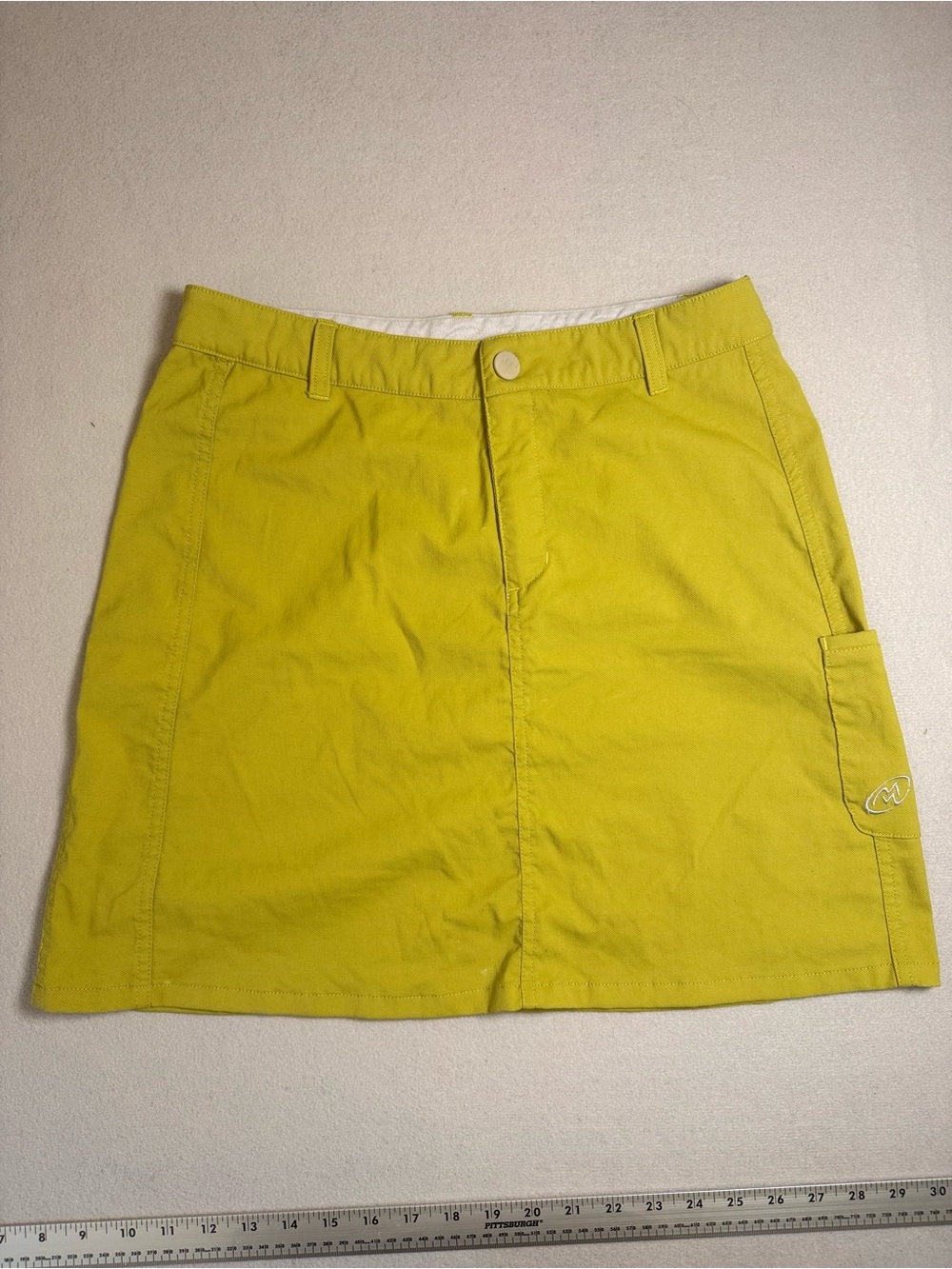Lime Yellow Women's Mini Skirt with Utility Pocket